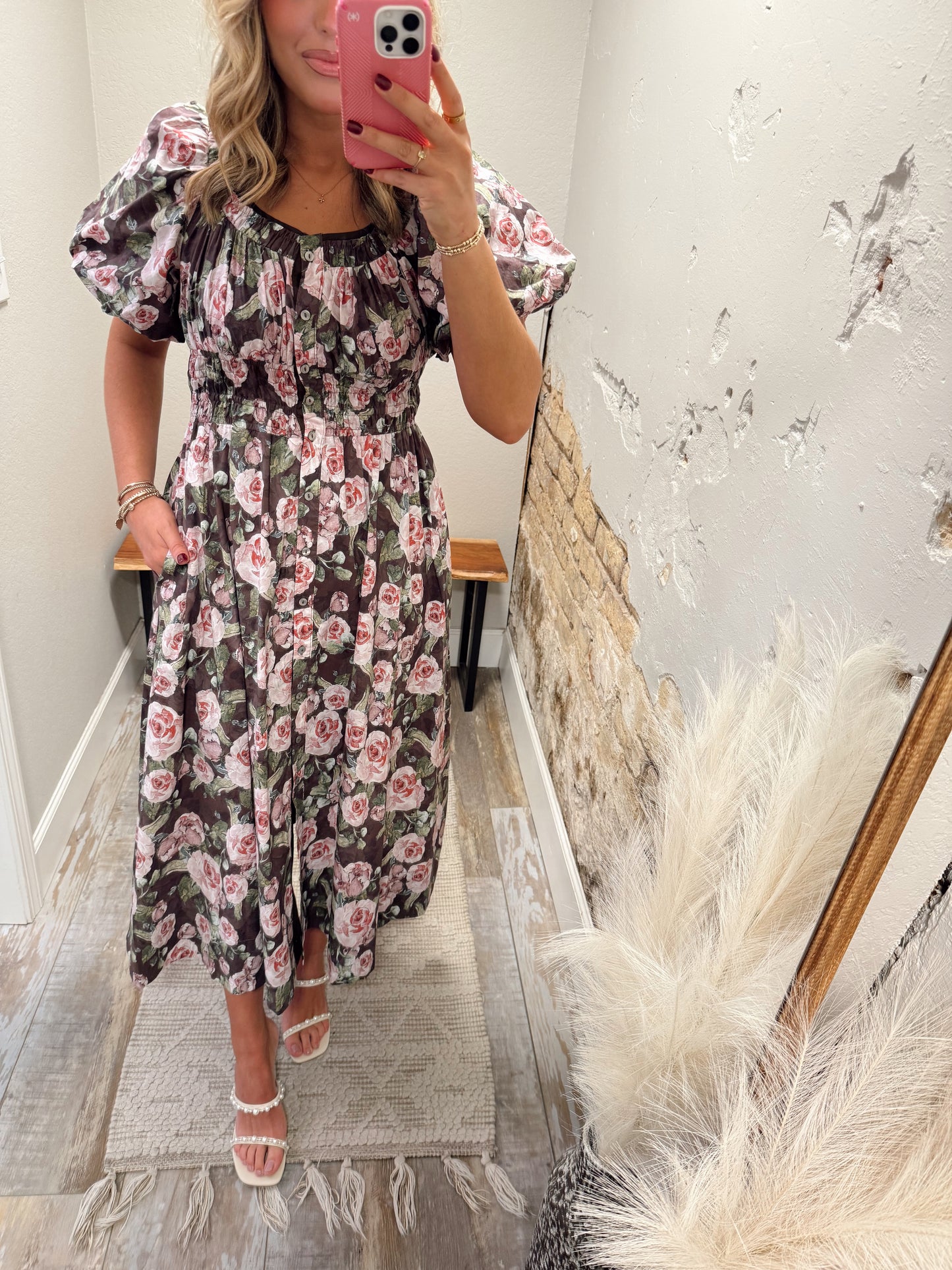 Autumn Florals Midi Dress