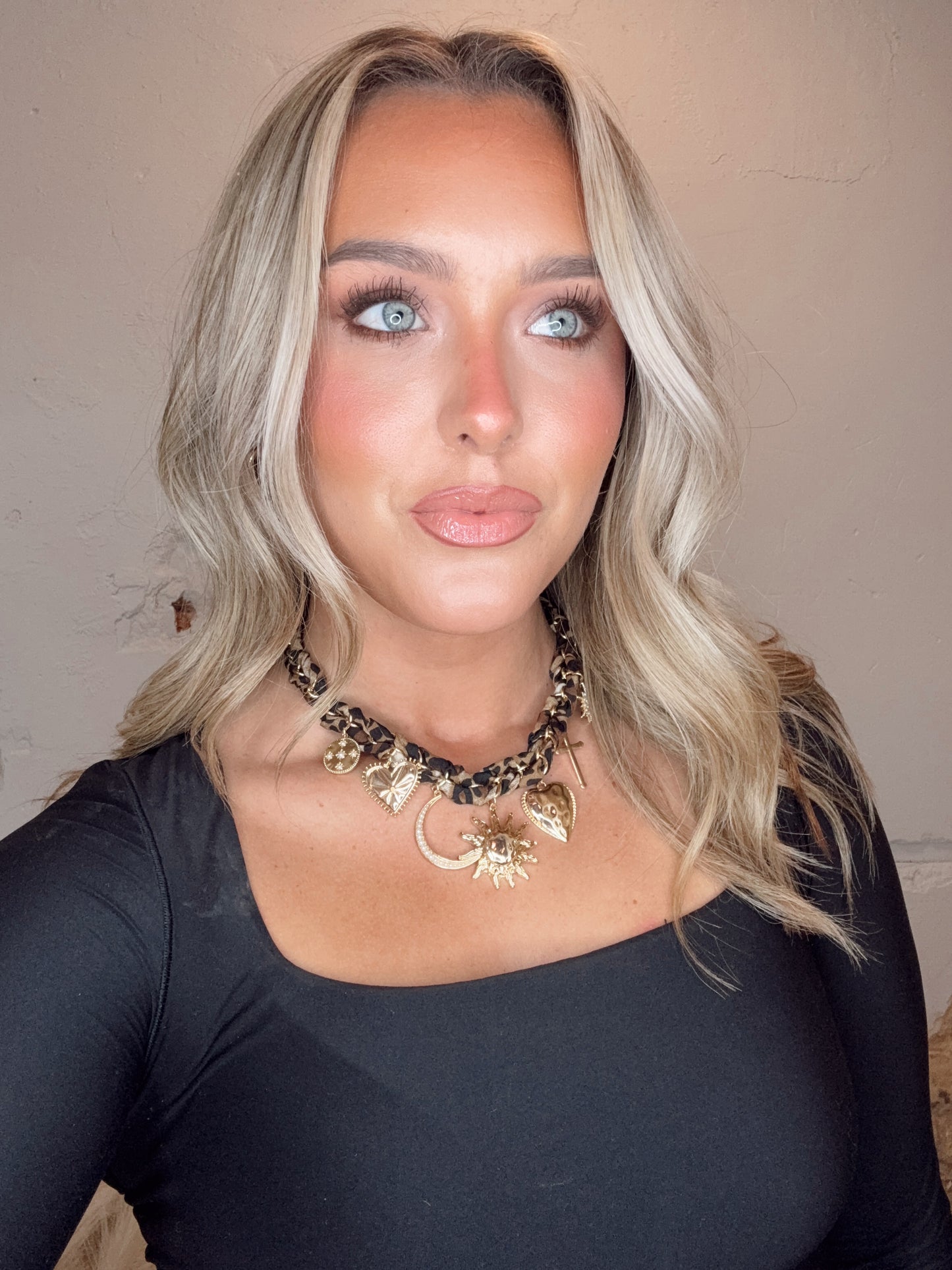 Chain Scarf Necklace - Leopard