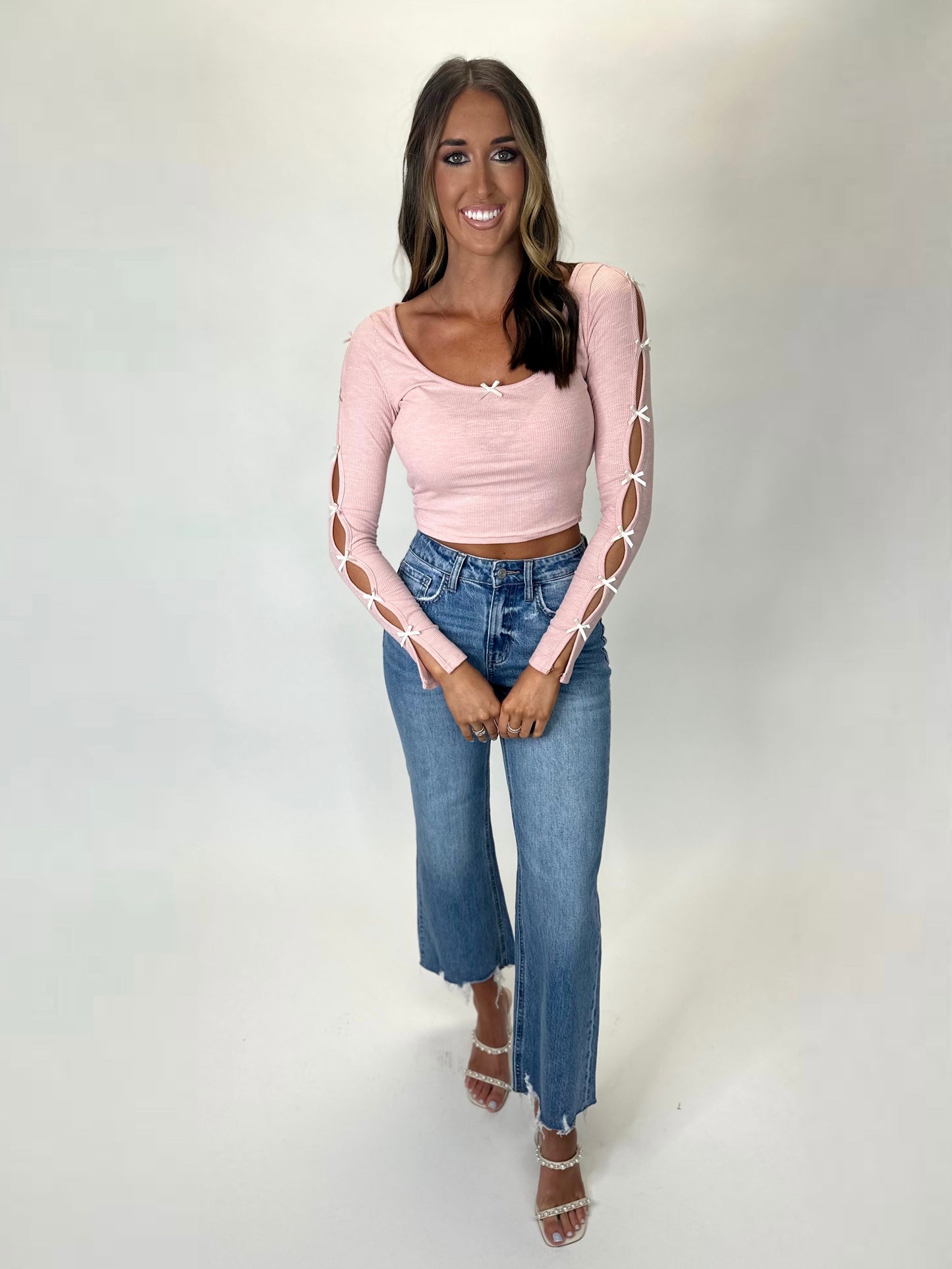 Peekaboo Bow Top - Dusty Pink