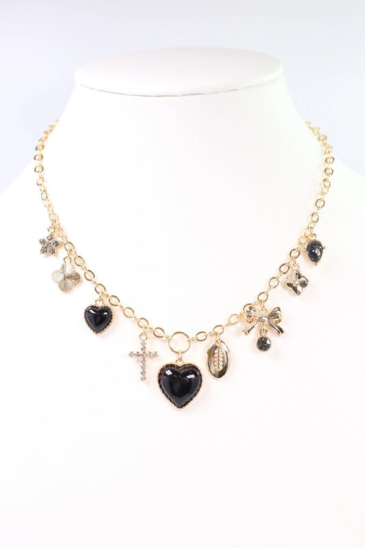 Football Charm Necklace - Black