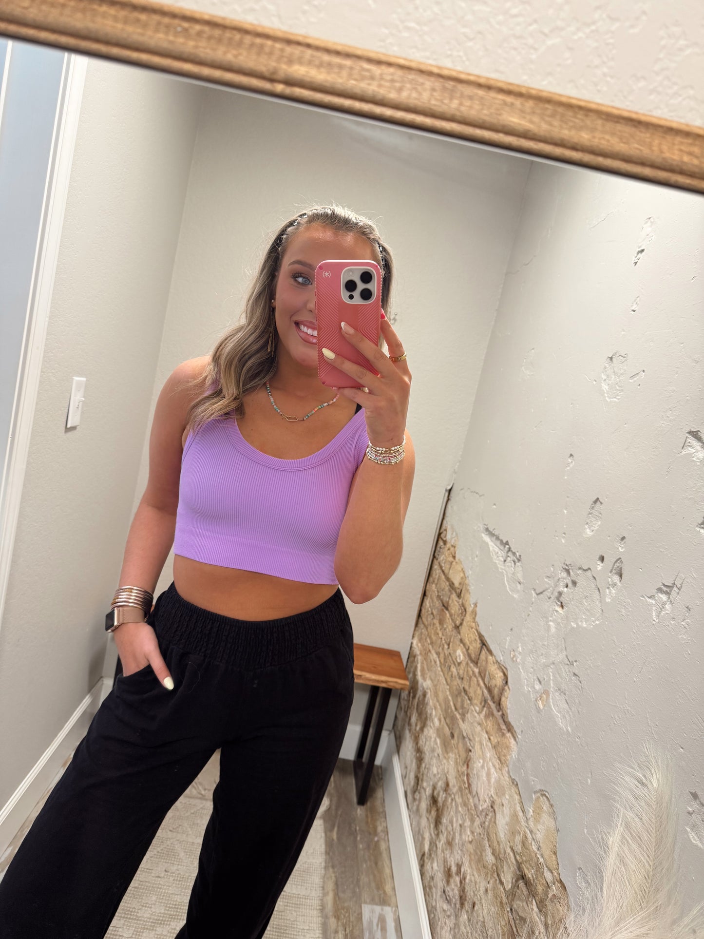 Tatum Cropped Tank - Neon Lavender