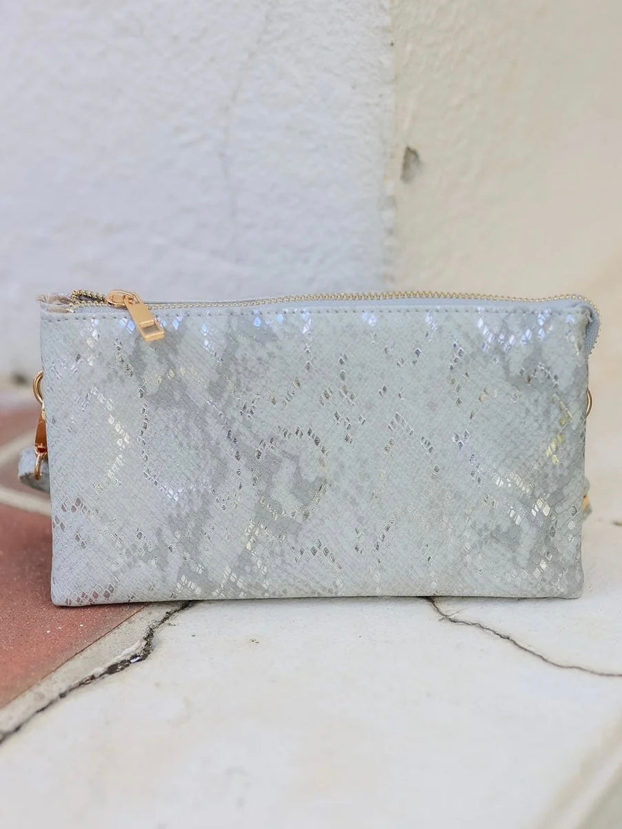 Claire Wristlet/Crossbody - Metallic Gray