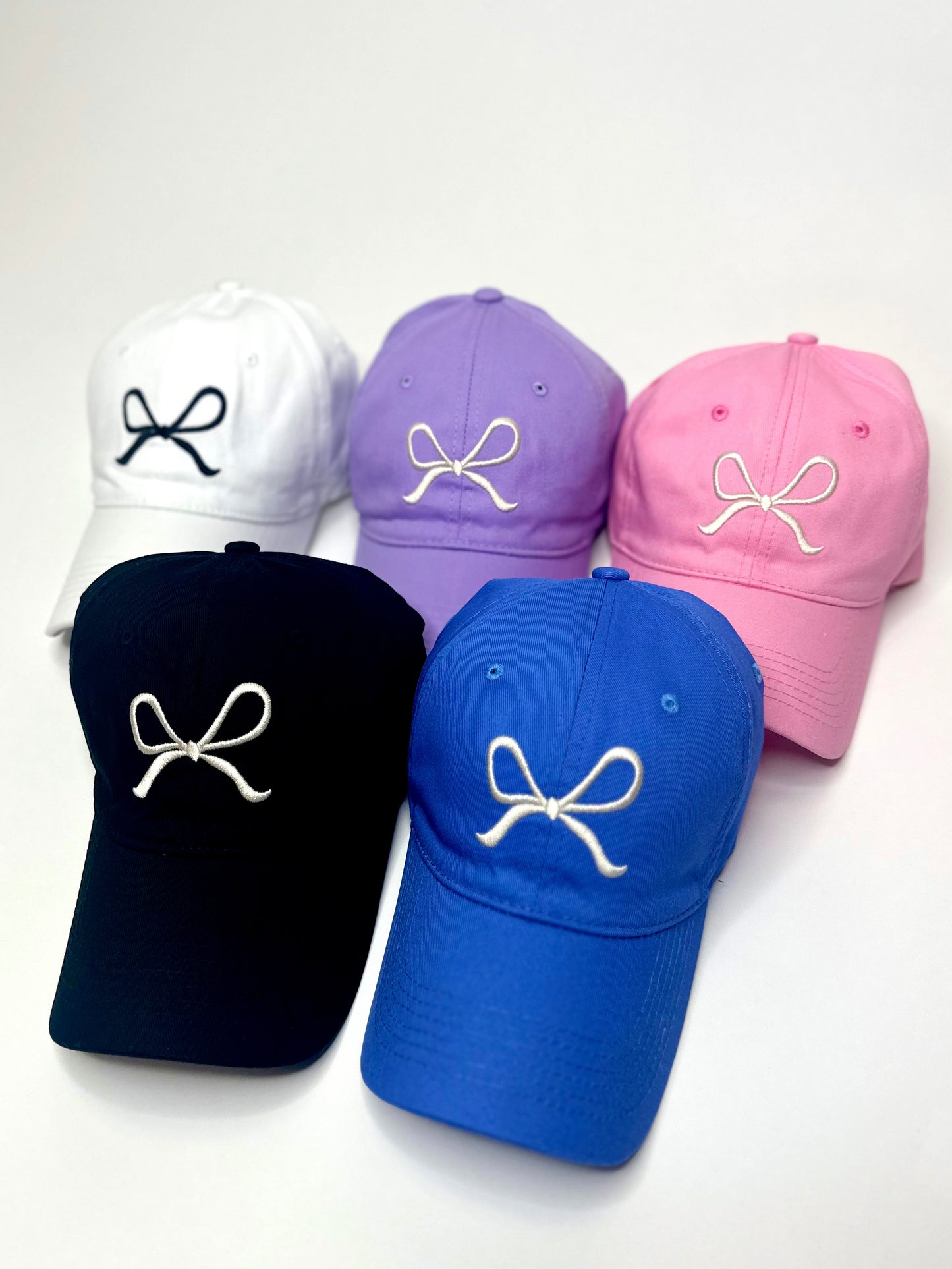 Embroidered Bow Baseball Cap - Pink