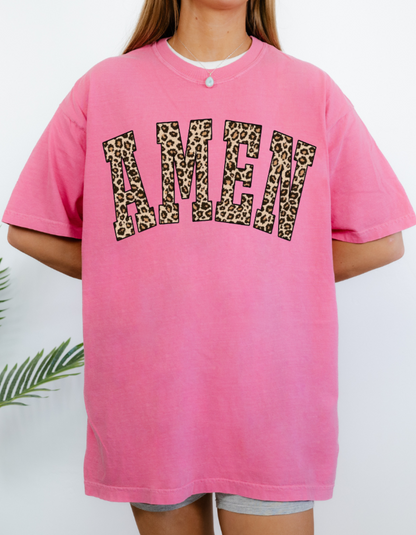 Leopard Amen Tee