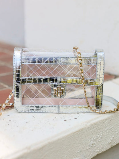 Quinn Quilted Clear Bag - Platinum