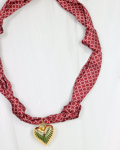 Scarf Charm Necklace - Maroon
