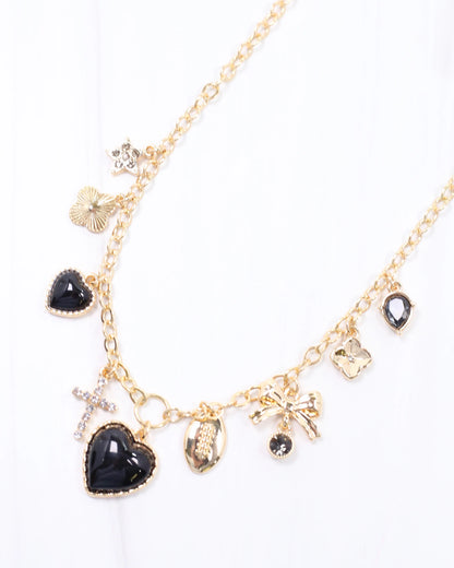Football Charm Necklace - Black