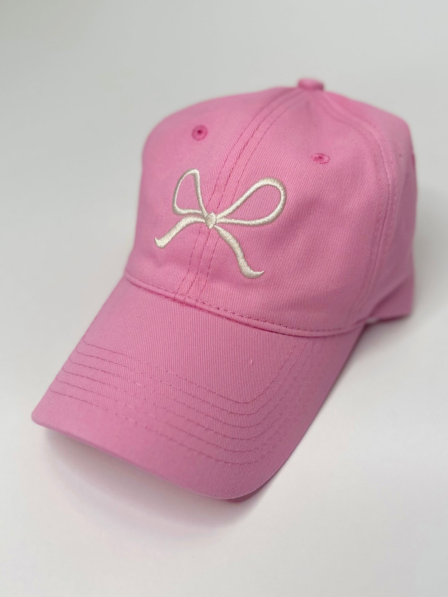 Embroidered Bow Baseball Cap - Pink