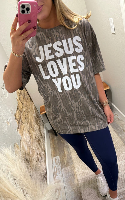 Mossy Oak Jesus Loves You Tee