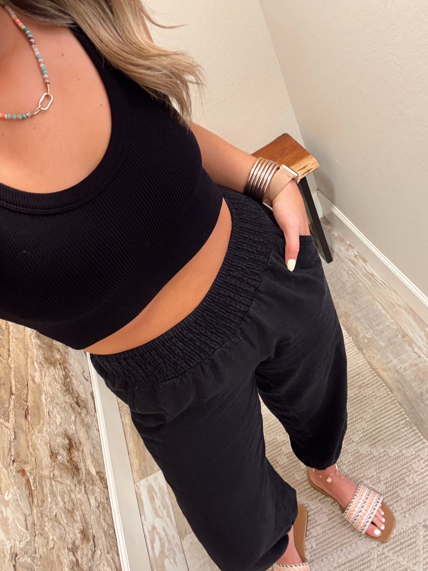Tatum Cropped Tank - Black