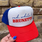 Red White & Brunette Trucker Hat