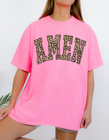 Leopard Amen Tee