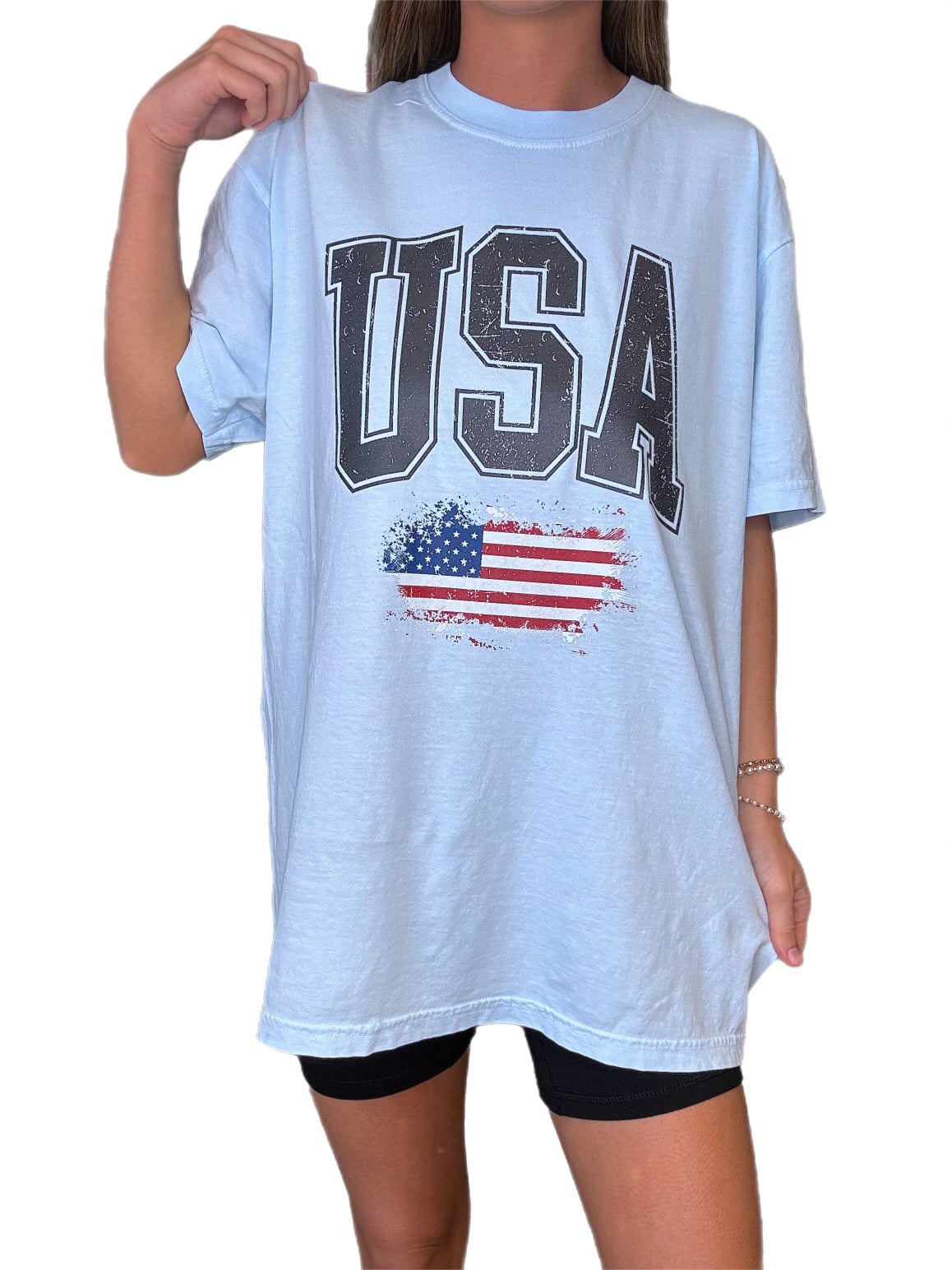 Distressed USA Tee