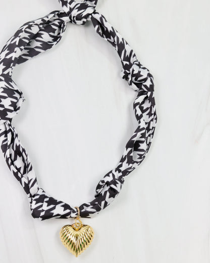 Scarf Charm Necklace - Black/White