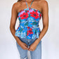 Tropical Getaway Halter Top - Blue