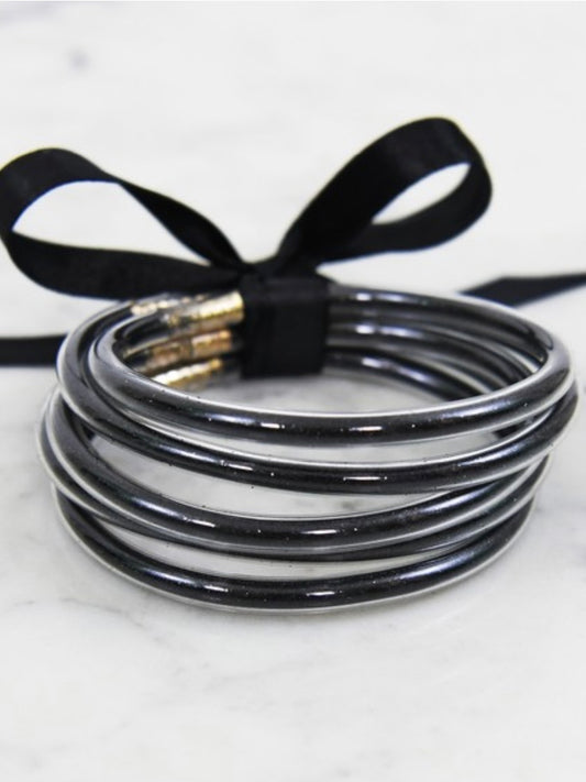 Glitter Jelly Tube Bangle Bracelets - Black