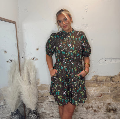Cocoa Bloom Mini Dress