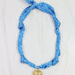 Scarf Charm Necklace - Blue/White Geo