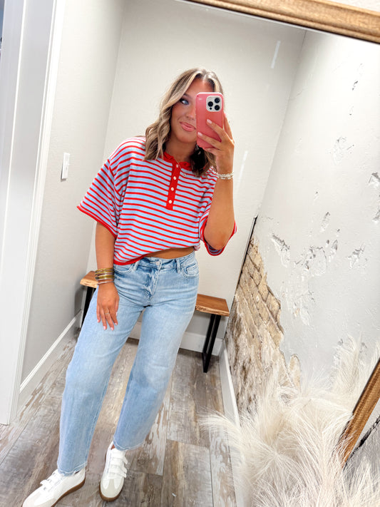 Boardwalk Babe Top - Red/Blue