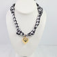 Scarf Charm Necklace - Black/White