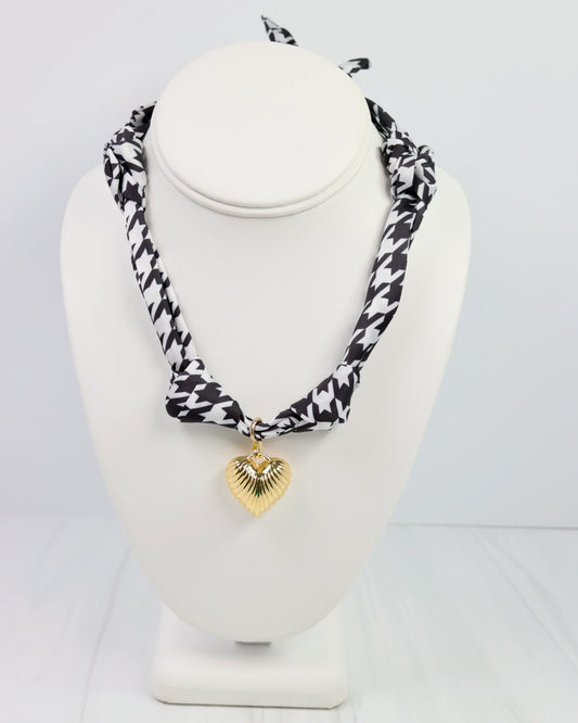 Scarf Charm Necklace - Black/White