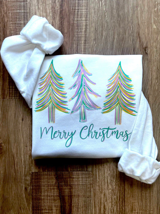 Pastel Christmas Trees Sweatshirt