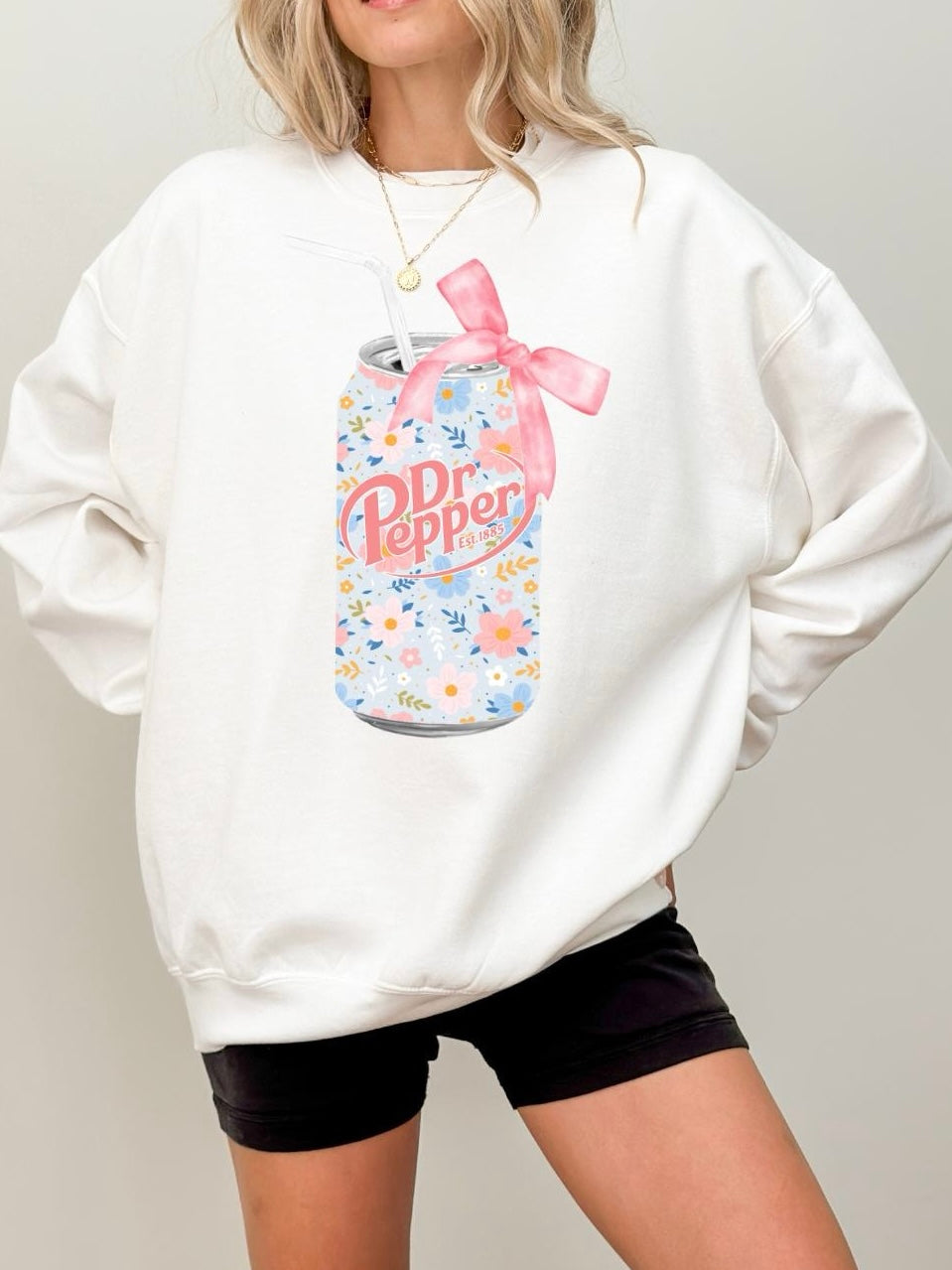 Floral Dr Pepper Soda Can Sweatshirt