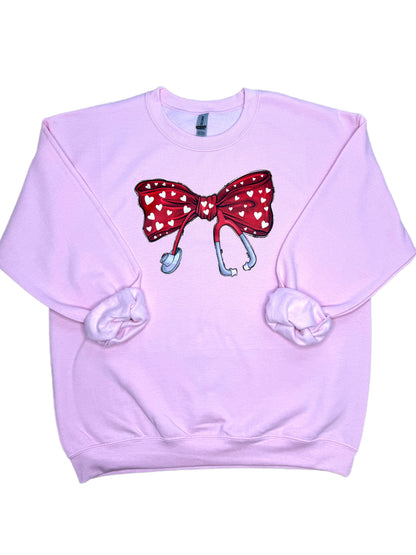 Nurse Valentine Bow Sweatshirt