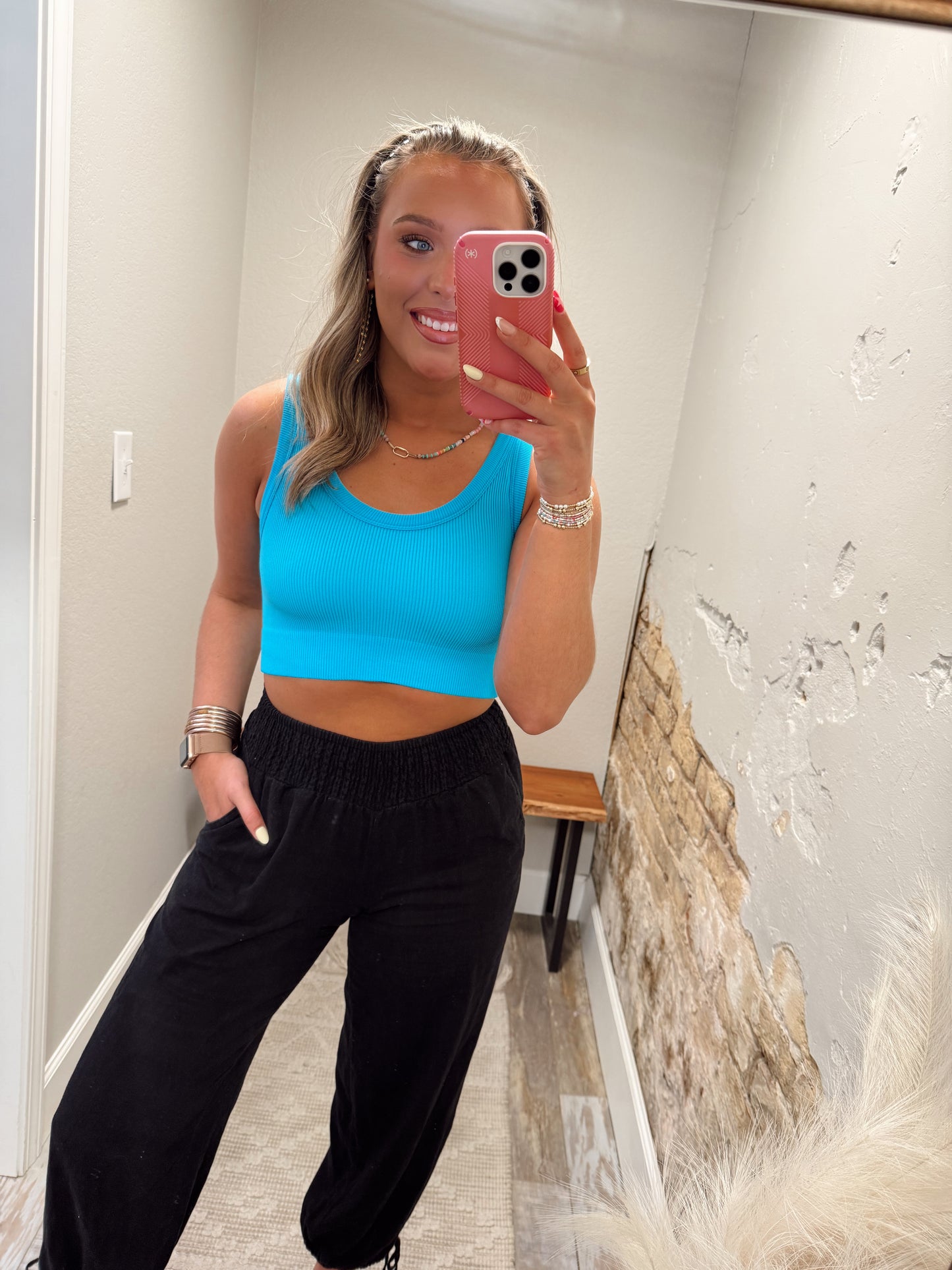 Tatum Cropped Tank - Blue