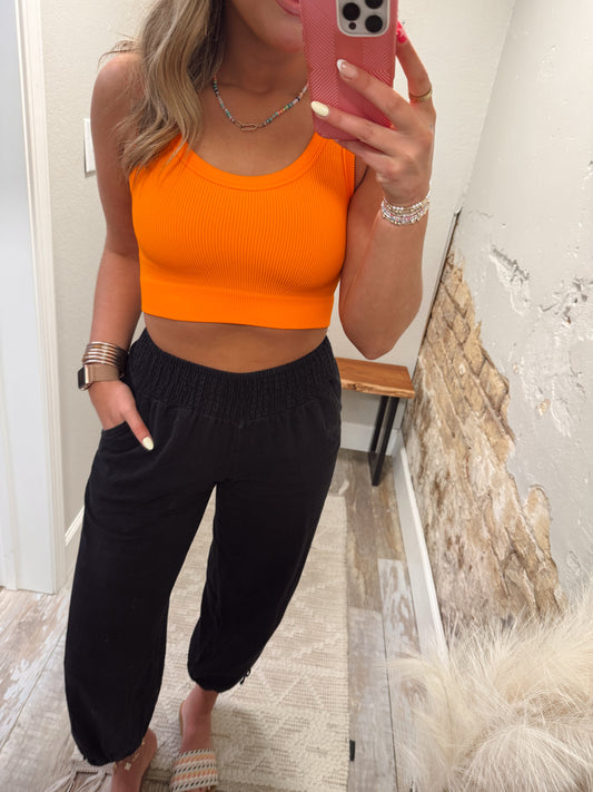 Tatum Cropped Tank - Neon Orange