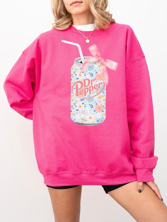 Floral Dr Pepper Soda Can Sweatshirt