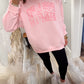 Ivy + Linen Oversized Mockneck - Pink Zebra/Pink