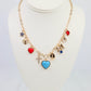Football Charm Necklace - Powder Blue/Red