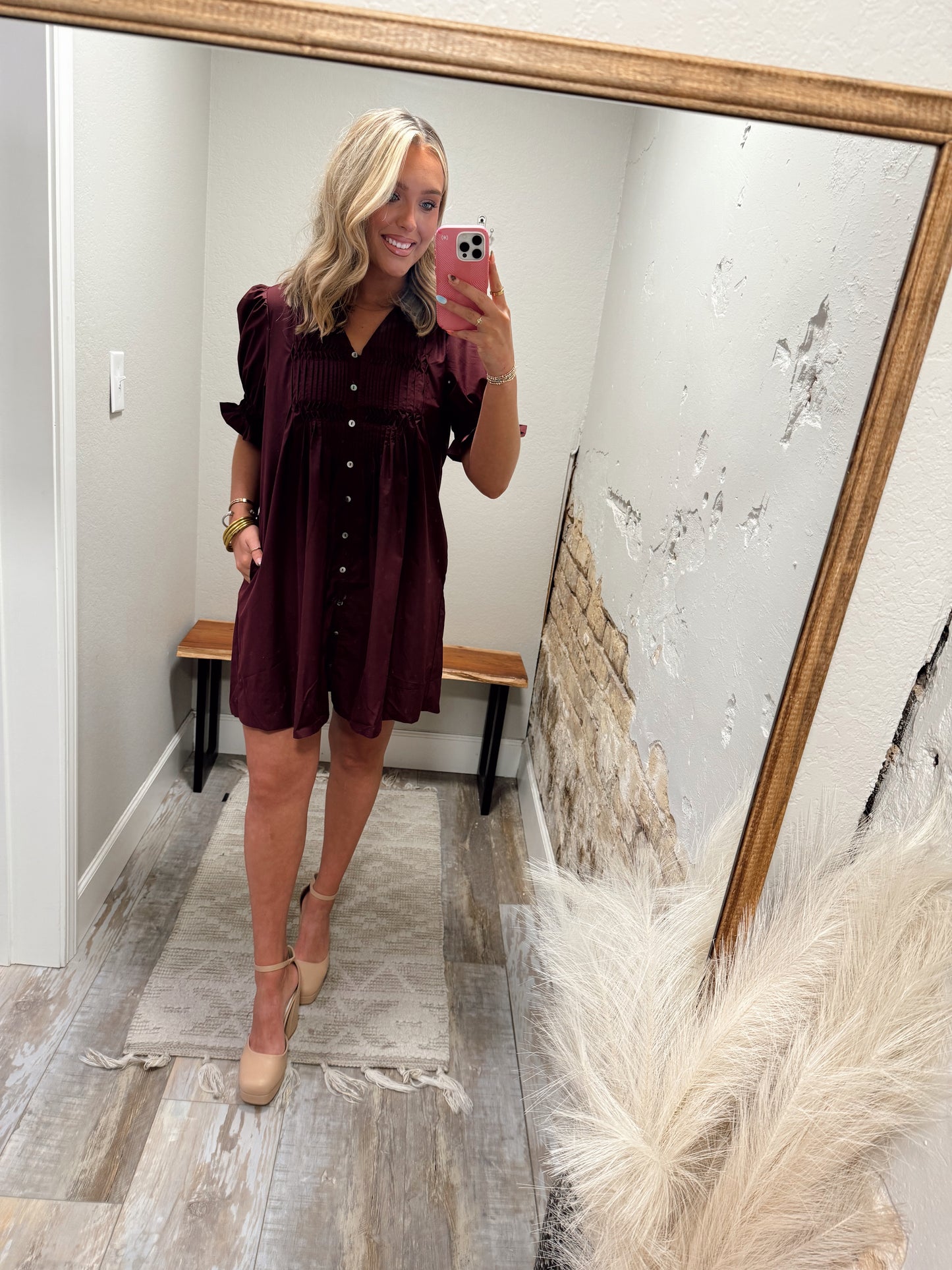 Vintage Mini Dress - Maroon