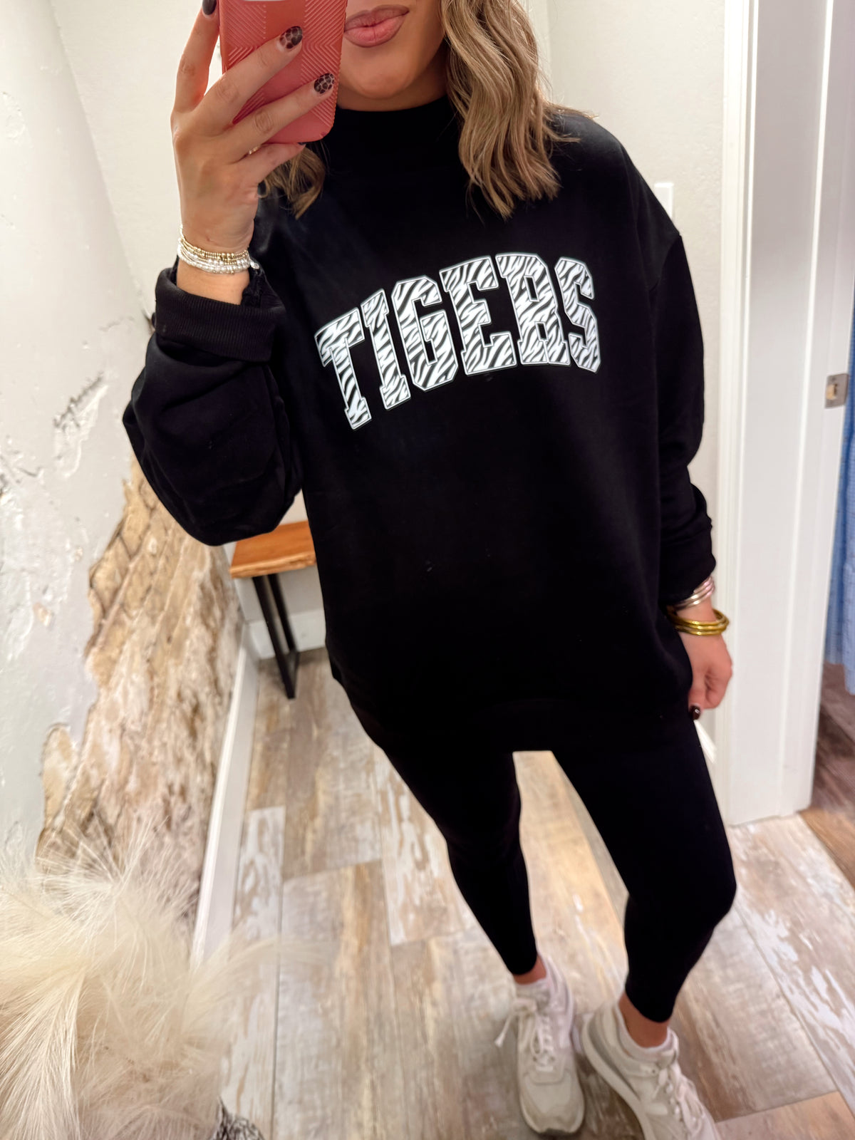 Tigers Oversized Mockneck - Black Zebra/Black