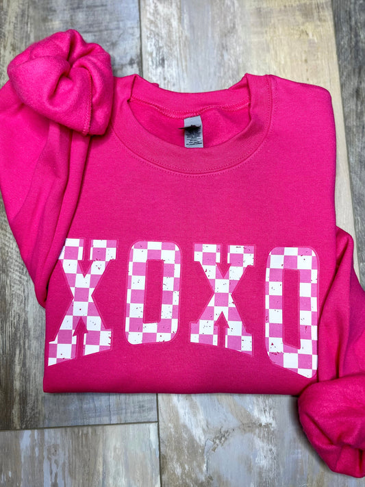 Distressed Checkered Xoxo Sweatshirt