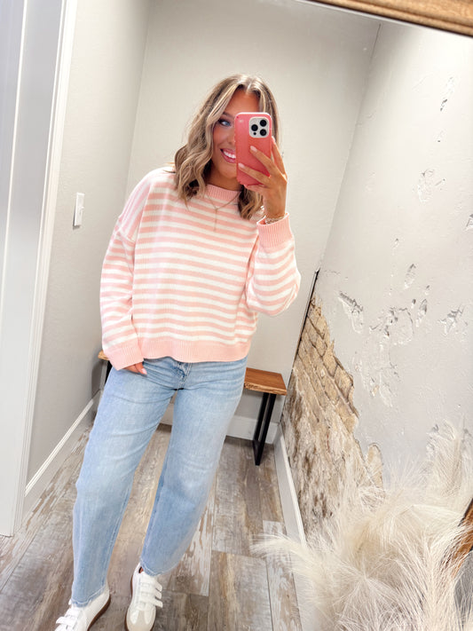 Sweet Seasons Sweater - Pink/White