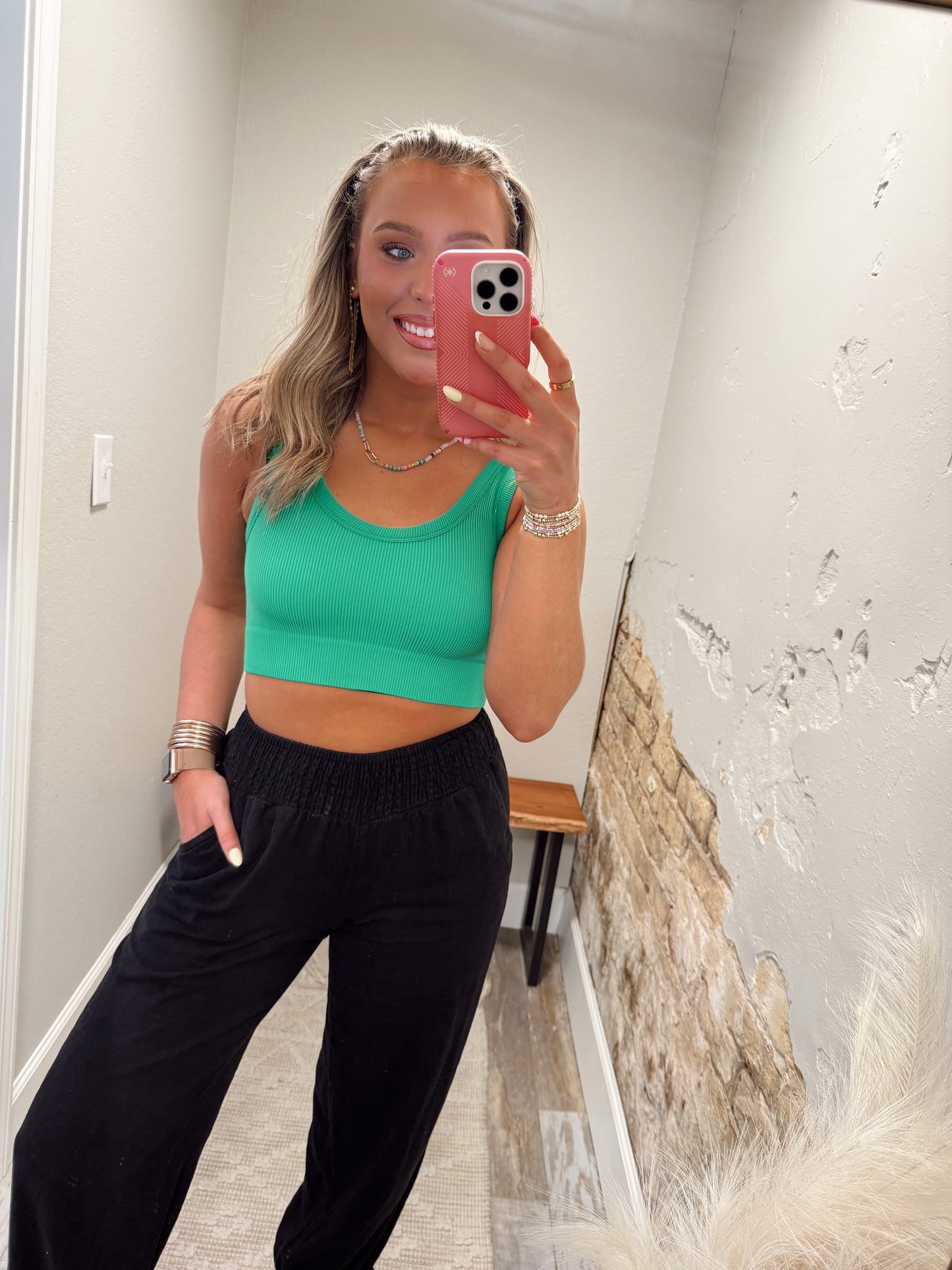 Tatum Cropped Tank - Kelly Green