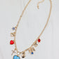 Football Charm Necklace - Powder Blue/Red