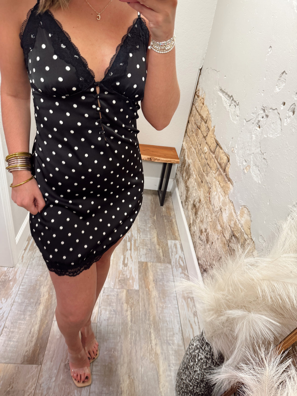 Sofia Satin Slip Dress - Black
