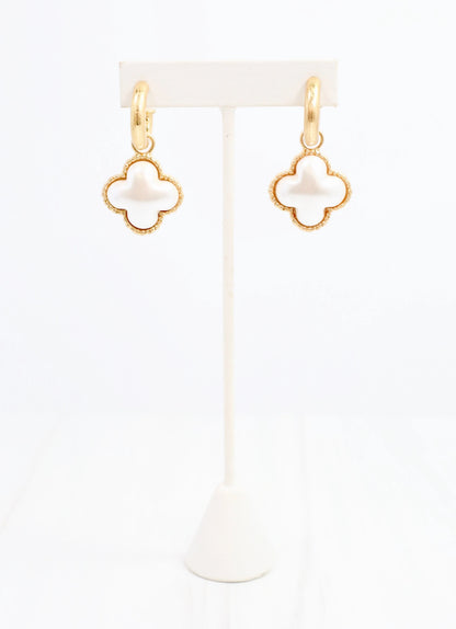 Pearl Clover Hoop Earring