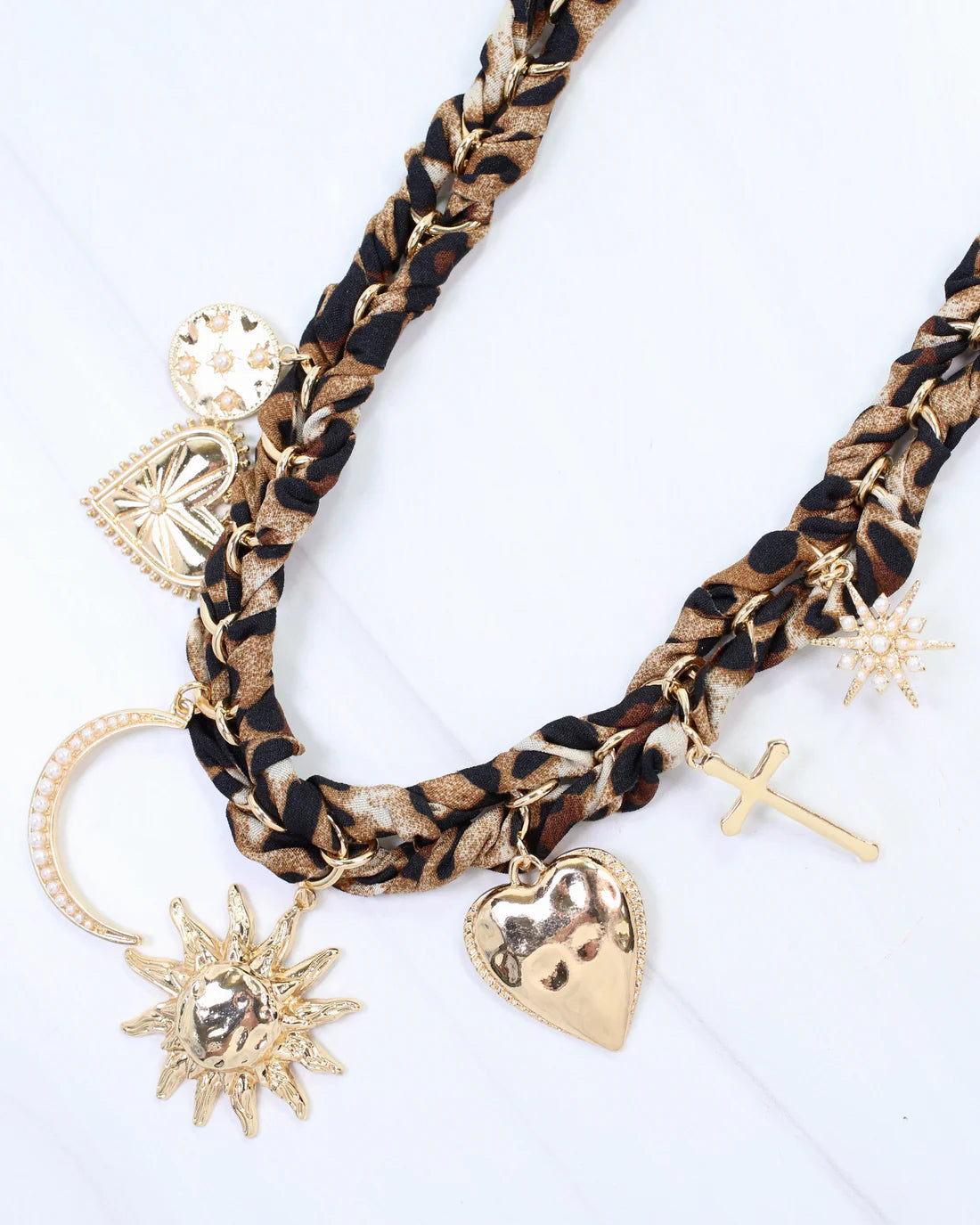 Chain Scarf Necklace - Leopard
