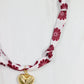 Scarf Charm Necklace - Maroon Floral