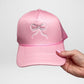 Embroidered Bow Trucker Hat - Lt Pink