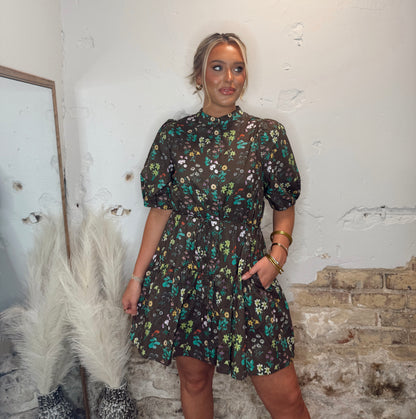 Cocoa Bloom Mini Dress