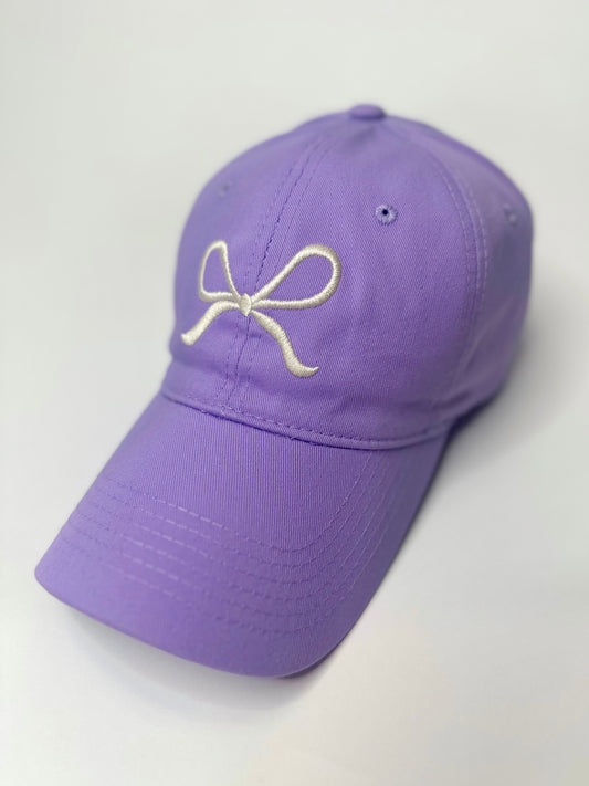 Embroidered Bow Baseball Cap - Lavender