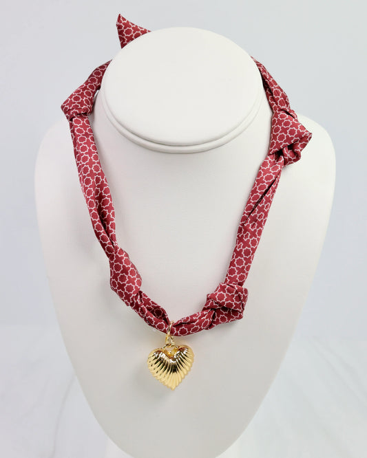 Scarf Charm Necklace - Maroon