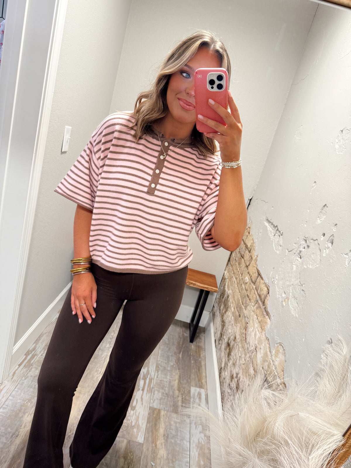 Boardwalk Babe Top - Brown/Pink