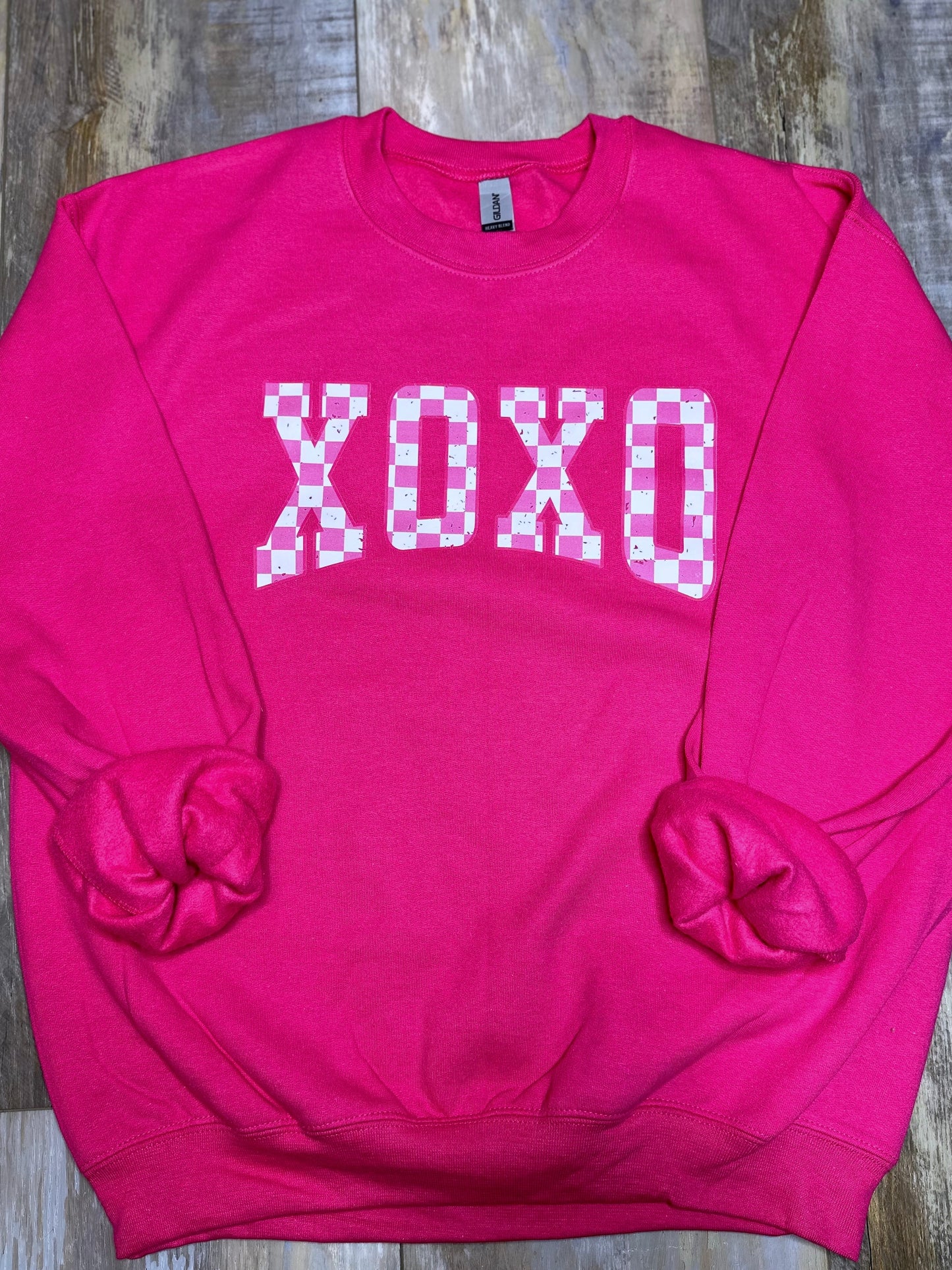 Distressed Checkered Xoxo Sweatshirt