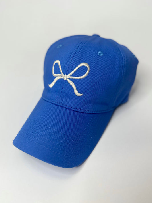 Embroidered Bow Baseball Cap - Royal Blue